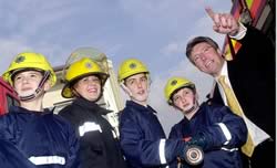 Phil Hope with Fire Cadets from St Austell Fire Station